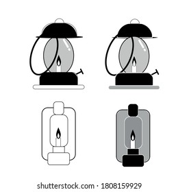 Electric light vector,icon lamp set.