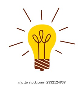 Electric lightbulb, glowing lamp. Lit light bulb, symbol of creative idea, solution, inspiration. discovery concept.