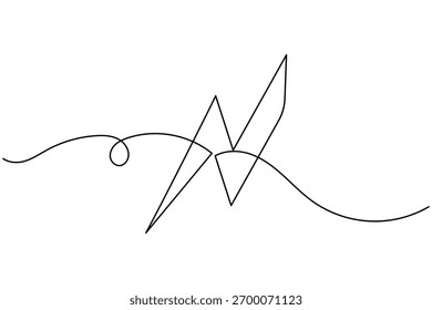 Electric lighting bolt icon continuous one line drawing minimalist power and energy outline vector illustration