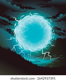 electric lighting strange ball in the forest
