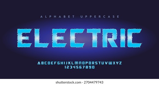 Electric Lightning Alphabet Font Vector with Blue Voltage Effect
