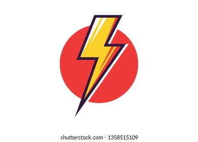 Electric lightning bold logotype isolated on white background for electric power icon, poster, t shirt. Power vector symbol. Thunder icon. Flash light sign.