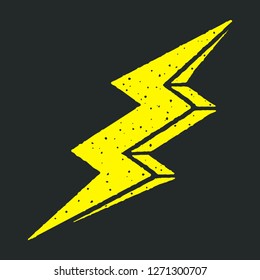 Electric lightning bolt with 3D effect and grunge texture. Vectors