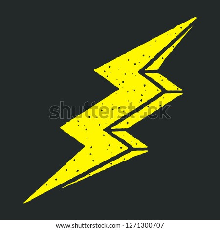 Electric lightning bolt with 3D effect and grunge texture. Vectors