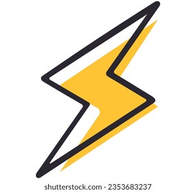 Electric lightning bolt flat illustration isolated on white background.