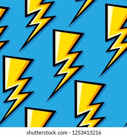 Electric lightning bolt seamless pattern. Vector background.