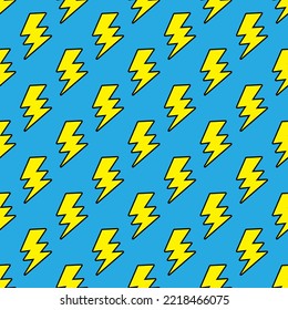 Electric lightning bolt seamless pattern. Vector background. Thunderbolt theme illustration.