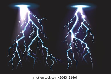 Electric Lightning Bolt Strikes on a Dark Sky