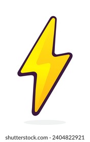 Rayo eléctrico. Símbolo de ataque del perno de escape. Ilustración vectorial. Dibujo a mano de un clip de dibujos animados con contorno. Aislado sobre fondo blanco