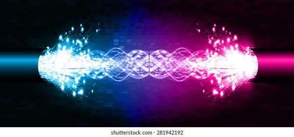 Electric lightning cables. dark blue pink  background with intense glowing sparkles and glitter. light. Electricity, power, bolt. Technology background for computer graphic website internet .circuit.