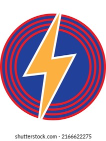 Electric lightning logo in circle