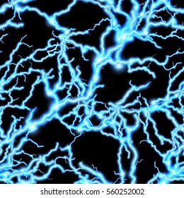 Electric lightning seamless pattern on blue. EPS 10 vector file included