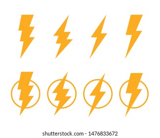 Electric lightning, set of icons on a white background. Vector illustration