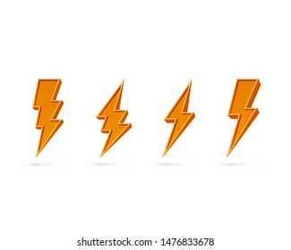 Electric lightning, set of icons on a white background. Vector illustration