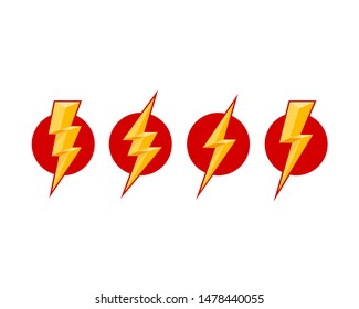 Electric lightning, set of icons on a white background. Vector illustration