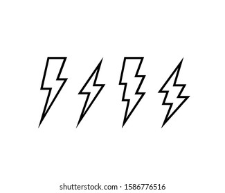 Electric lightning, set of icons on a white background. Vector illustration