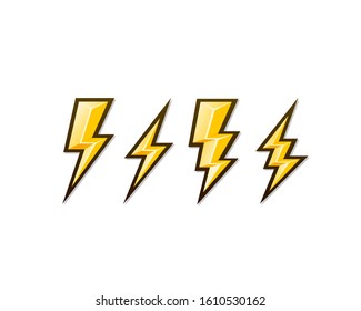 Electric lightning, set of icons on a white background. Vector illustration