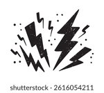 electric lightning or thunder bolt doodle style icon. silhouette lightning clipart symbol. Vector illustration