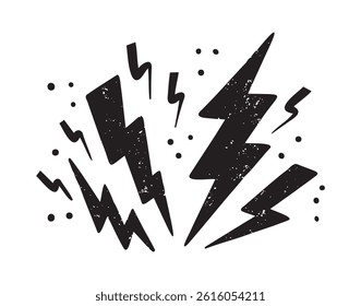 electric lightning or thunder bolt doodle style icon. silhouette lightning clipart symbol. Vector illustration