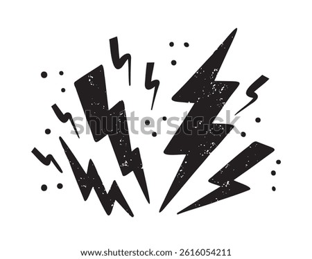 electric lightning or thunder bolt doodle style icon. silhouette lightning clipart symbol. Vector illustration