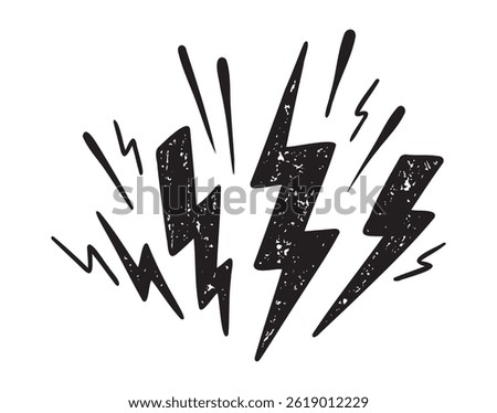 electric lightning or thunder bolt doodle style icon. silhouette lightning clipart symbol. Vector illustration