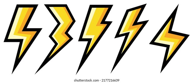 Electric lightning vector logo isolated on white background for electricity symbol, poster, t-shirt. Thunder icon. Storm icon. Flash light sign.