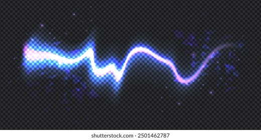 Electric line element or aurora design on transparent background. Bright light. Vector illustration. Rivalry concept.