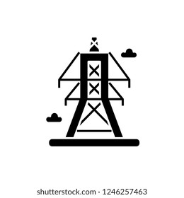 Electric lines black icon, vector sign on isolated background. Electric lines concept symbol, illustration 