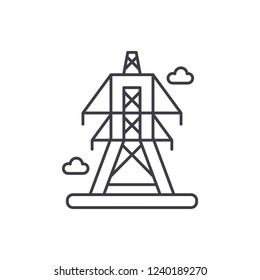 Electric lines line icon concept. Electric lines vector linear illustration, symbol, sign