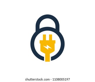 Electric Lock Icon Logo Design Element