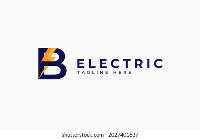 Electric Logo. abstract letter B with thunder bolt inside, electric design logo template, vector illustration