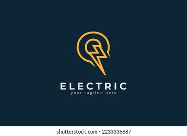 Electric Logo, abstract letter Q and lightning bolt combination, tunder bolt design logo template element, vector illustration