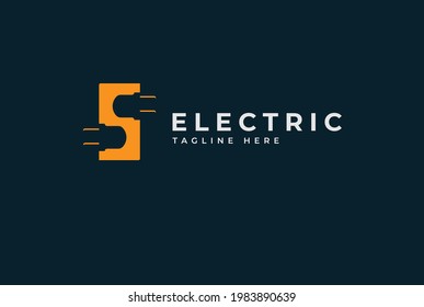 Electric Logo, abstract letter S with two plug combination, plug design logo template, vector illustration