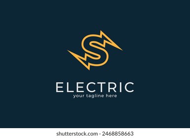 Electric Logo, abstract letter S with lightning bolt combination, tunder bolt design logo template, vector illustration