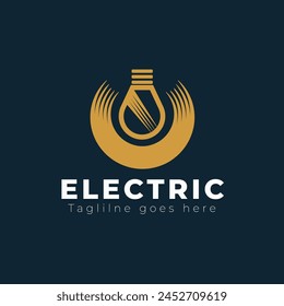 Electric logo design with lightning bolt element, perfect for tech startups, energy companies, and electric vehicle businesses branding.