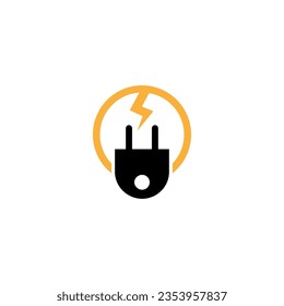 Diseño de logotipo eléctrico con marco de círculo luminoso
