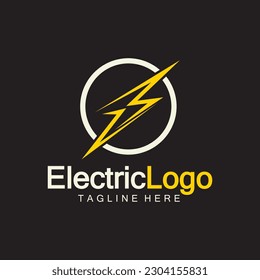 Electric logo design template, isolated on black background