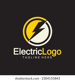 Design-Vorlage für ein elektrisches Logo einzeln auf schwarzem Hintergrund