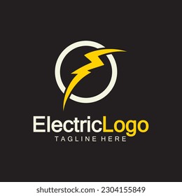 Plantilla de diseño de logotipo eléctrico, aislada en fondo negro