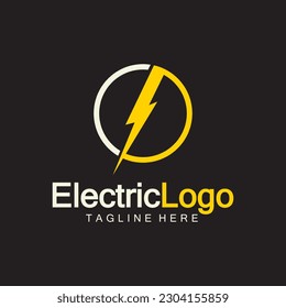 Design-Vorlage für ein elektrisches Logo einzeln auf schwarzem Hintergrund