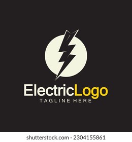 Electric logo design template, isolated on black background