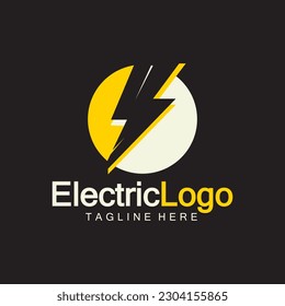 Electric logo design template, isolated on black background