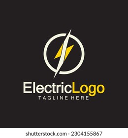 Plantilla de diseño de logotipo eléctrico, aislada en fondo negro