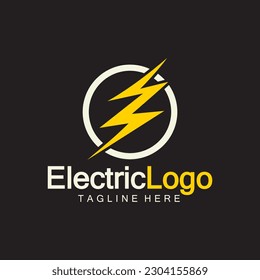 Plantilla de diseño de logotipo eléctrico, aislada en fondo negro