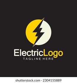Plantilla de diseño de logotipo eléctrico, aislada en fondo negro
