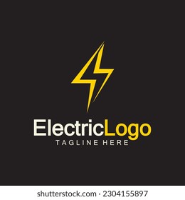 Electric logo design template, isolated on black background