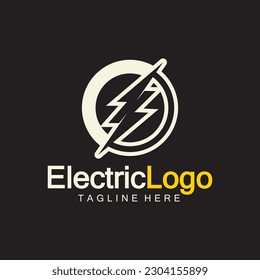 Electric logo design template, isolated on black background