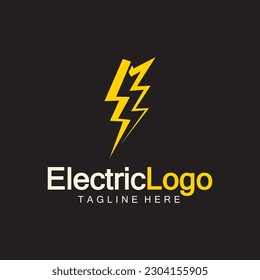 Plantilla de diseño de logotipo eléctrico, aislada en fondo negro