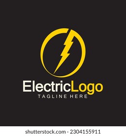 Design-Vorlage für ein elektrisches Logo einzeln auf schwarzem Hintergrund