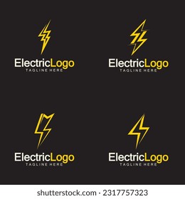 Plantilla de diseño de logotipo eléctrico, aislada en fondo negro